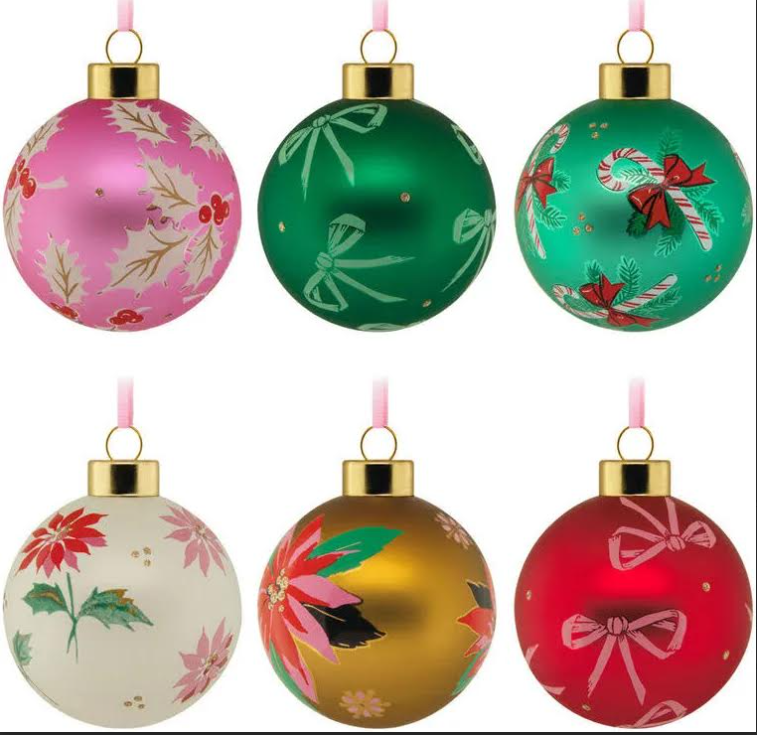 2025 Lacey Chabert Collection *Hallmark Movie Channel Actress *6 Hand Painted Glass Balls 